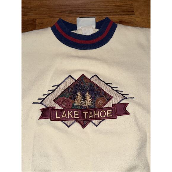 VTg 90s Lake Tahoe Ski Sweatshirt Womens Crewneck Pullover Size Large ? USA Made - Picture 4 of 10